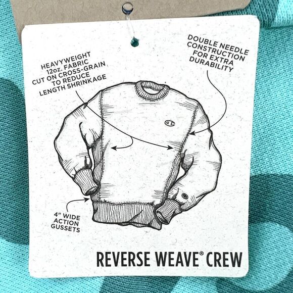 New Champion Men US XL Turquiose Blue Sweatshirt Short Sleeve Crew Neck Pullover - Picture 8 of 12